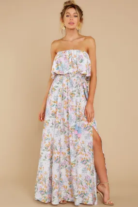 Here She Comes Off White Floral Print Maxi Dress