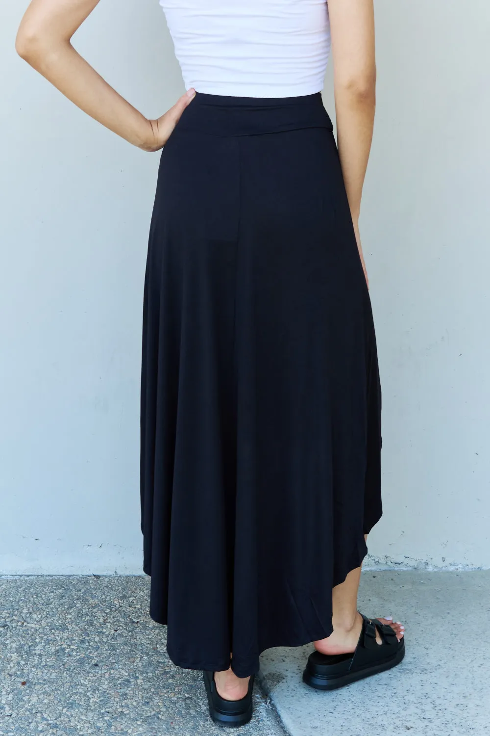 High Waisted Flare Maxi Skirt in Black