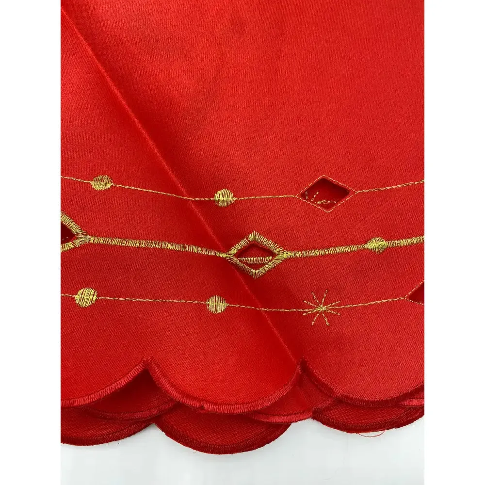 Holly Christmas Tree Skirt 100cm Circumference Red