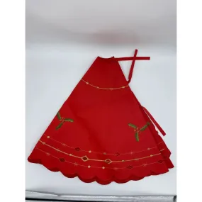 Holly Christmas Tree Skirt 100cm Circumference Red