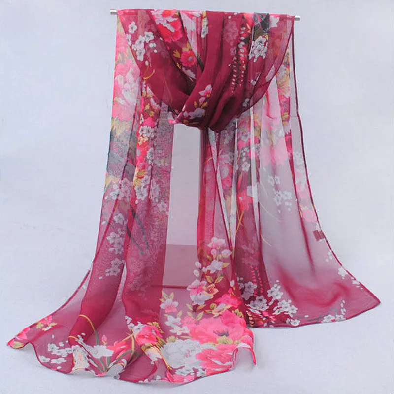 Hot wonderful flower long soft scarfs wrap shawl for elegant women han edition scarf scarves shawls