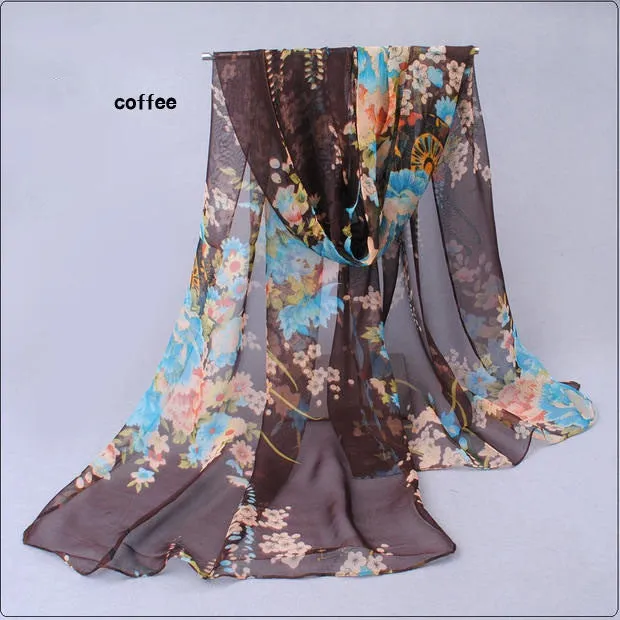 Hot wonderful flower long soft scarfs wrap shawl for elegant women han edition scarf scarves shawls