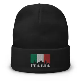 Italian Flag Embroidered Beanie