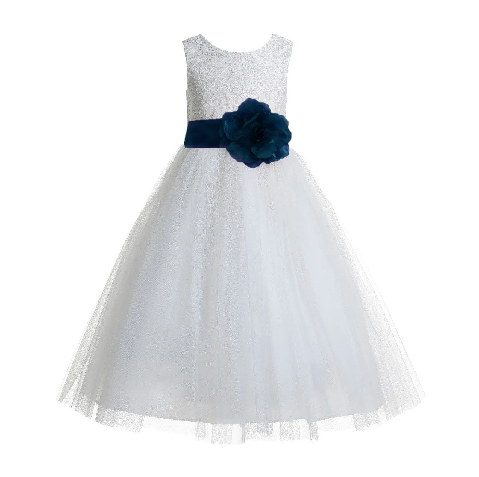 Ivory Floral Lace Heart Cutout Flower Girl Dress Communion Baptism Junior Bridesmaid Dress 172T(1)