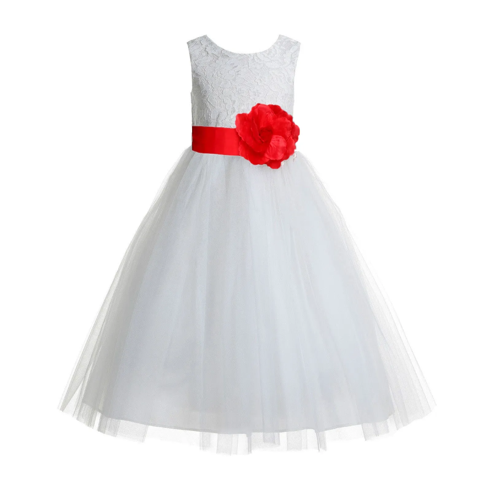 Ivory Floral Lace Heart Cutout Flower Girl Dress Communion Baptism Junior Bridesmaid Dress 172T(1)