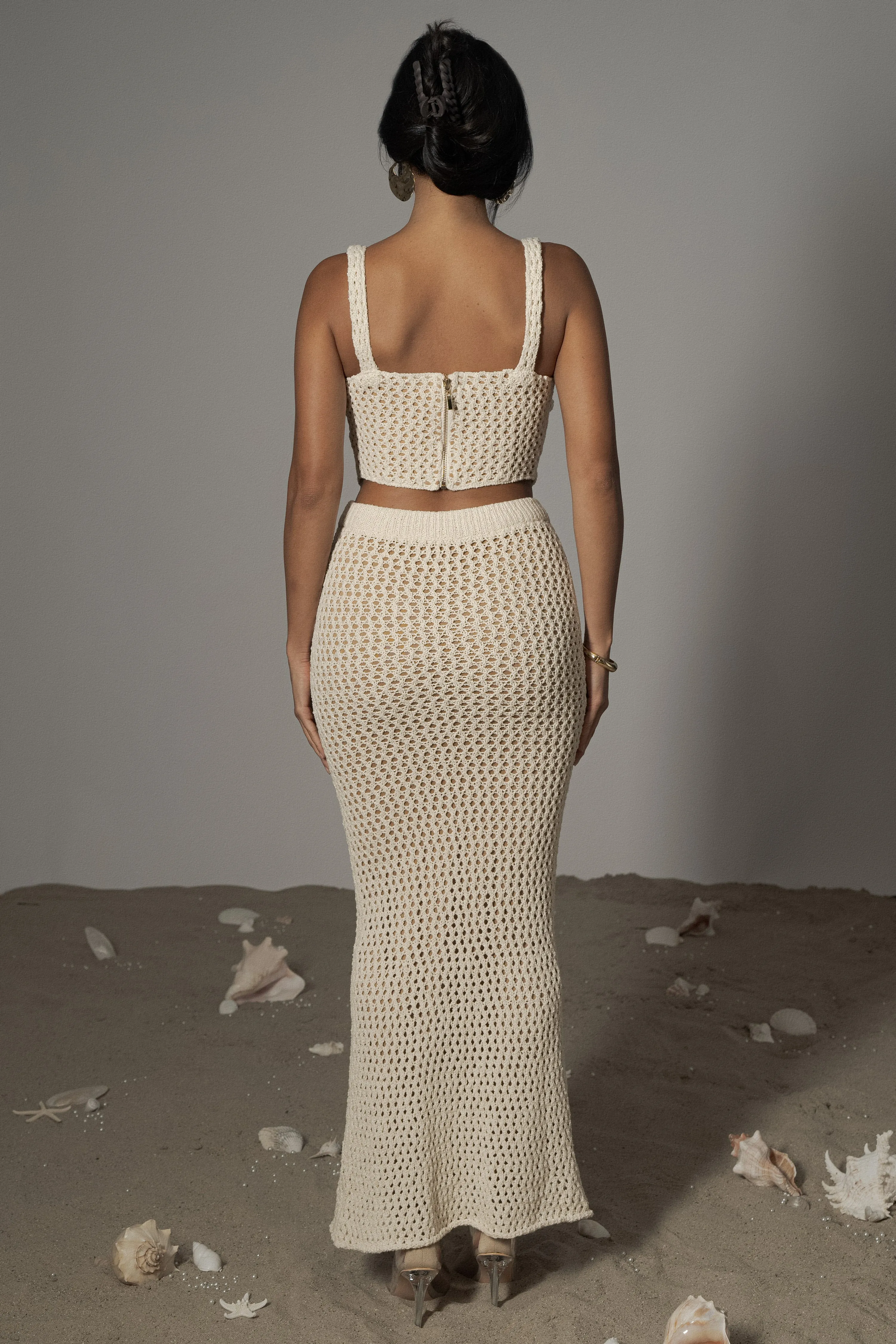 Ivory Sea Depths Maxi Skirt