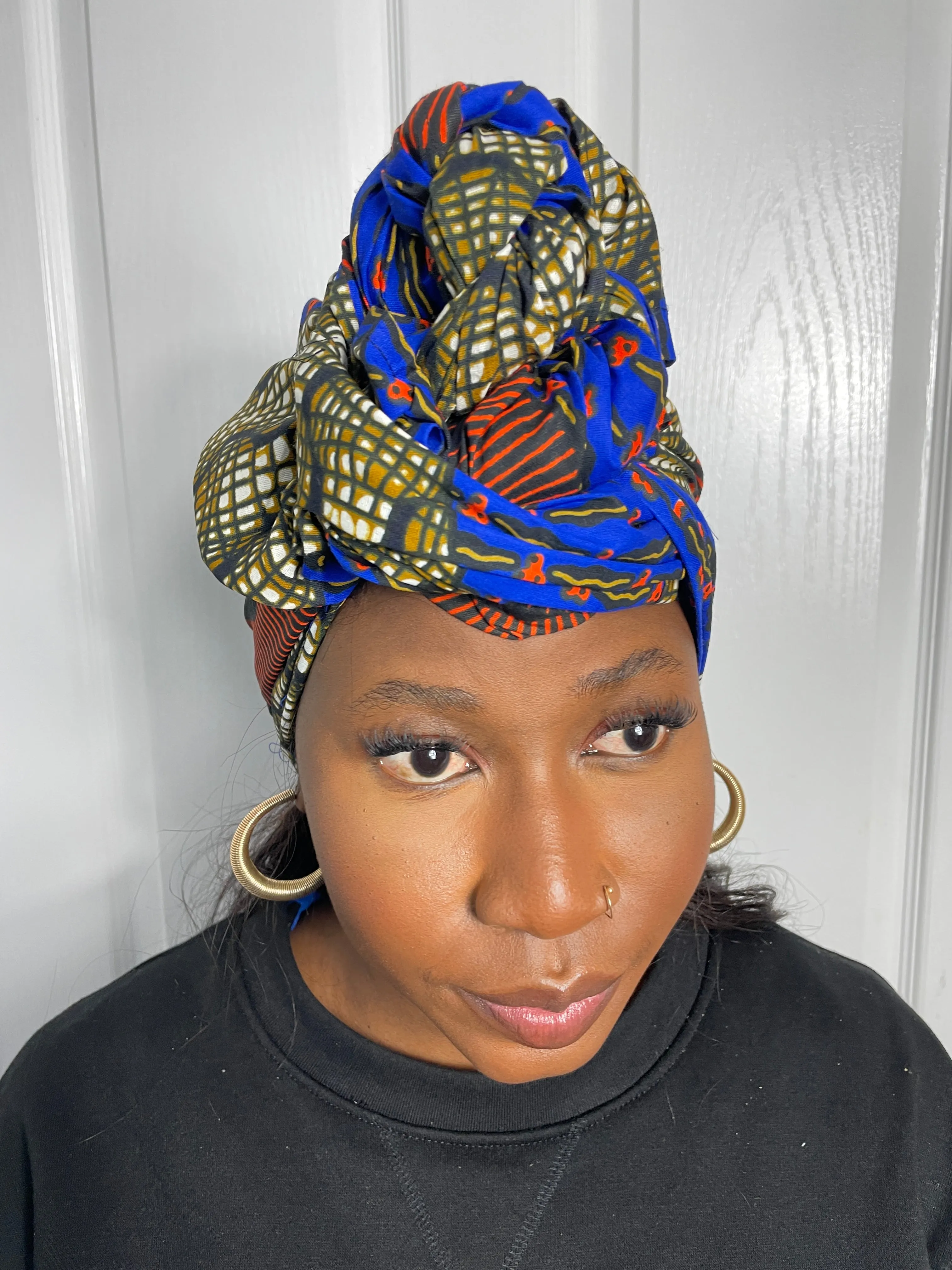 Jayne Orange and Blue Ankara Headwrap/Scarf