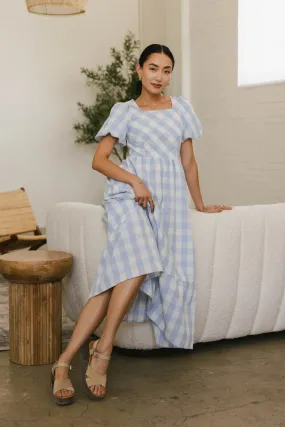 Jenna Gingham Maxi Dress in Blue - FINAL SALE