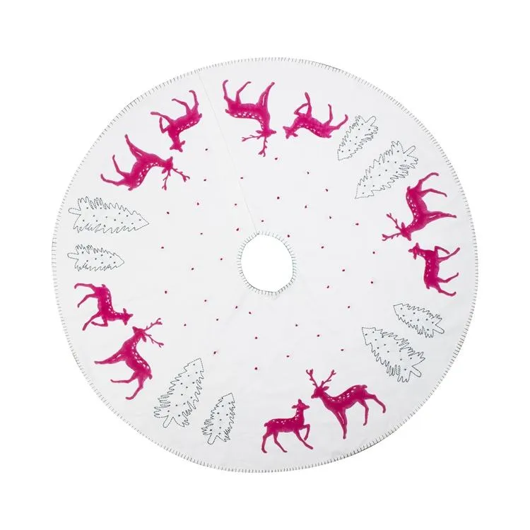 Joyful Tree and Reindeer Christmas Tree Skirt