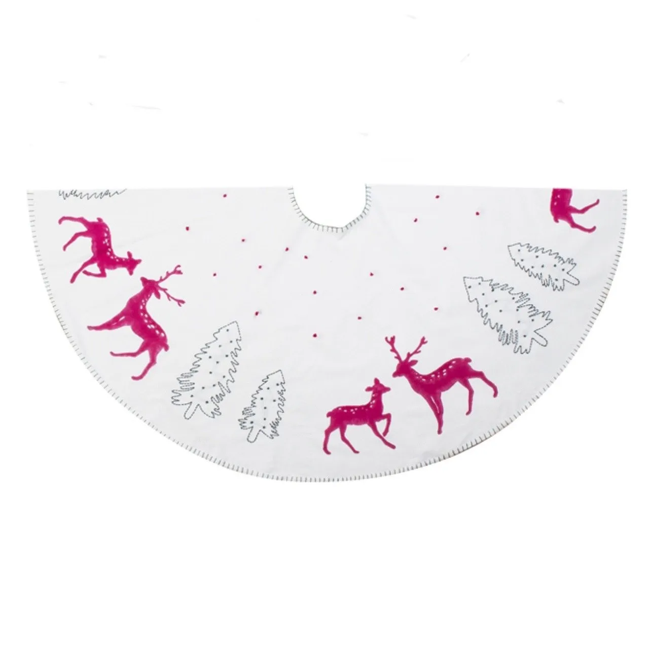 Joyful Tree and Reindeer Christmas Tree Skirt