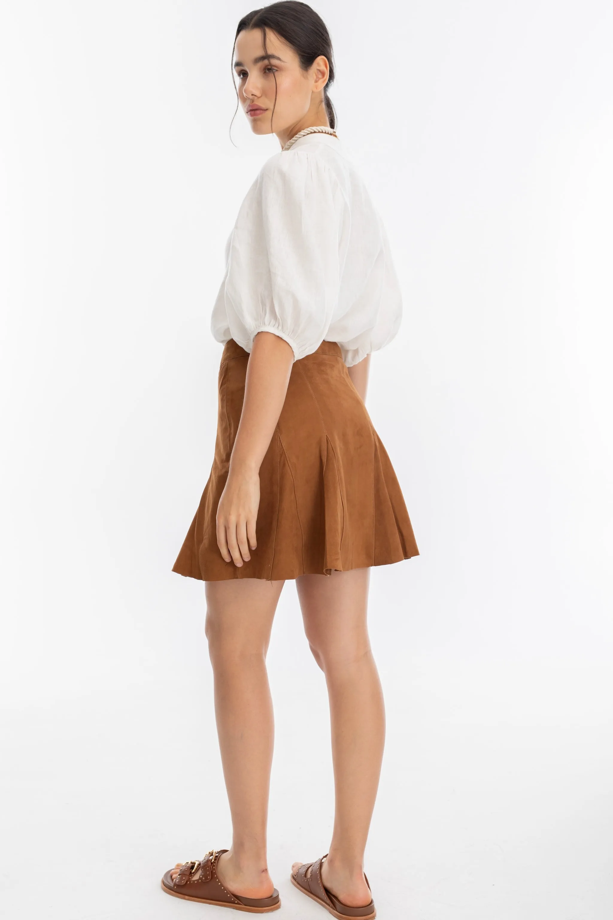 Juana Suede Skirt -  Tan