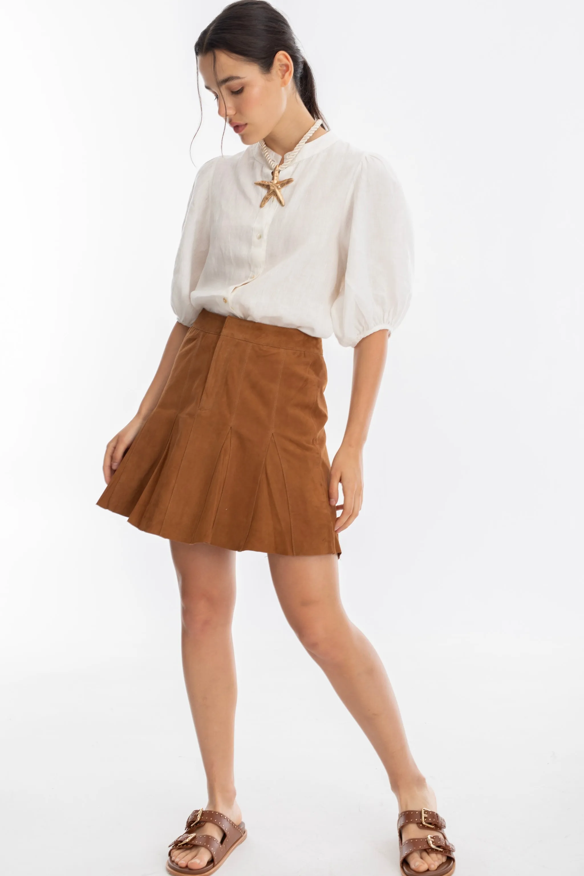 Juana Suede Skirt -  Tan