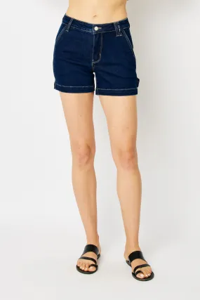 Judy Blue Dark Denim Mid Rise Carpenter Short - 150243