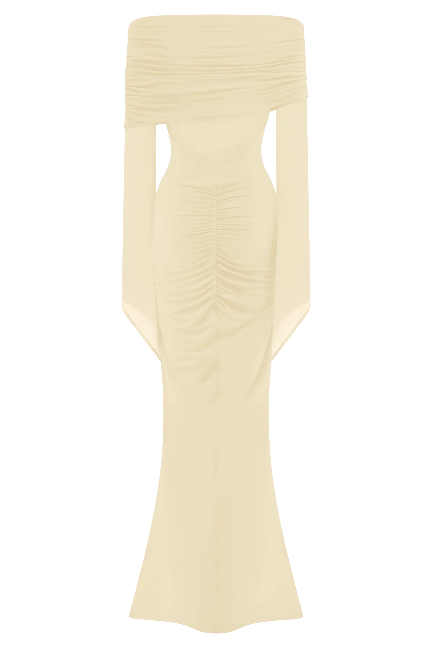 Kaitlin One Shoulder Slinky And Mesh Maxi Dress - Ivory