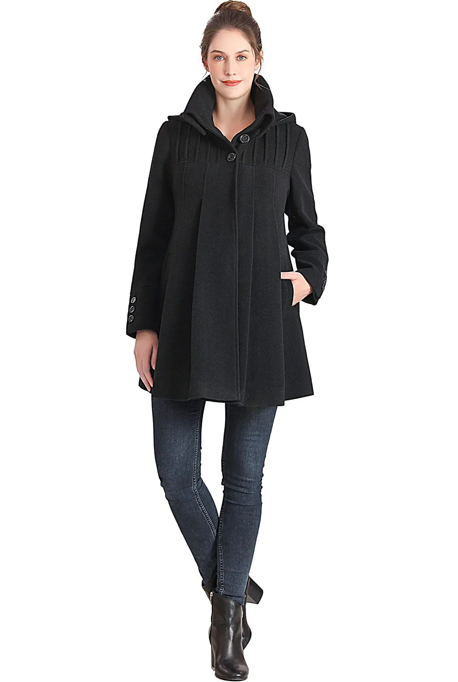 Kimi   Kai Maternity "Aela" A-Line Hooded Wool Coat