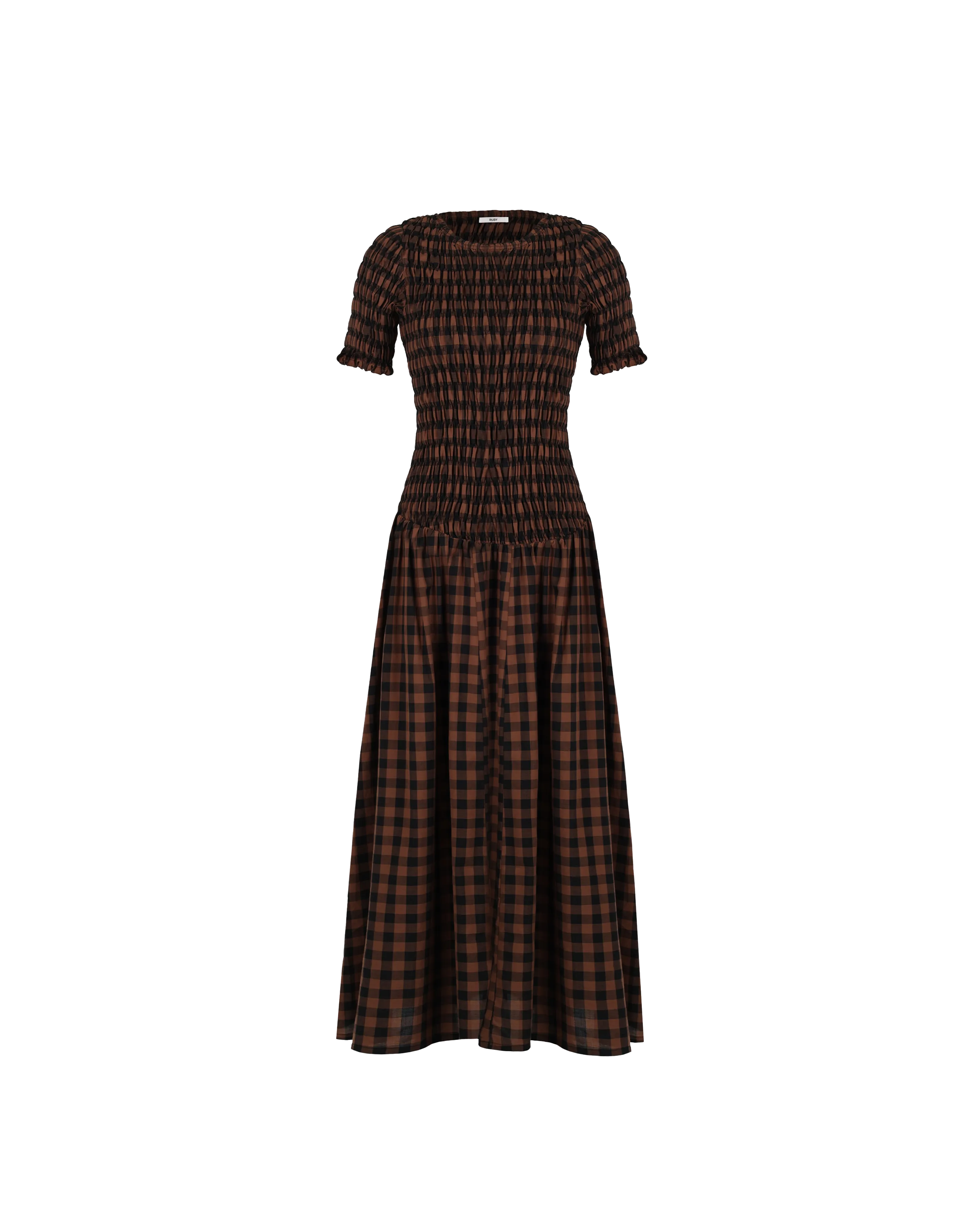 KLEIN GINGHAM T-SHIRT DRESS CHOCOLATE CHECK