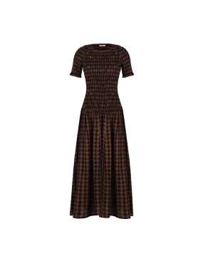 KLEIN GINGHAM T-SHIRT DRESS CHOCOLATE CHECK