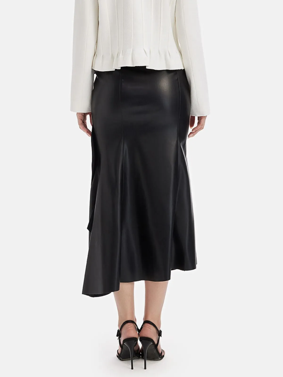 Layered Asymmetrical Leather Skirt