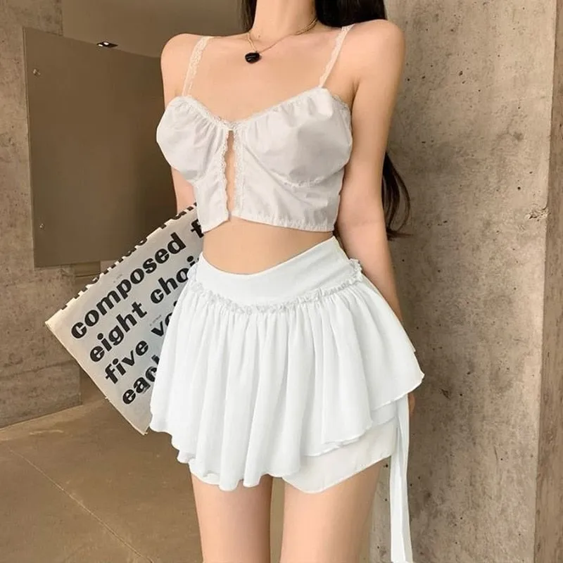 Layered Mesh Stylish Ruffle Mini Skirt