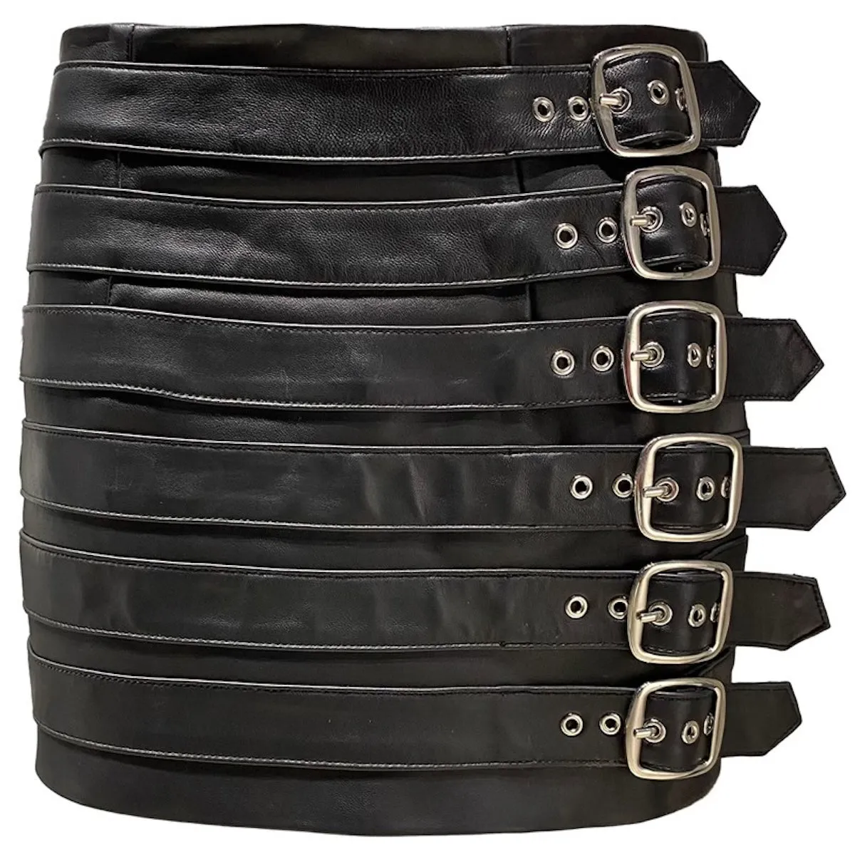 Leather Mini with Front Buckles