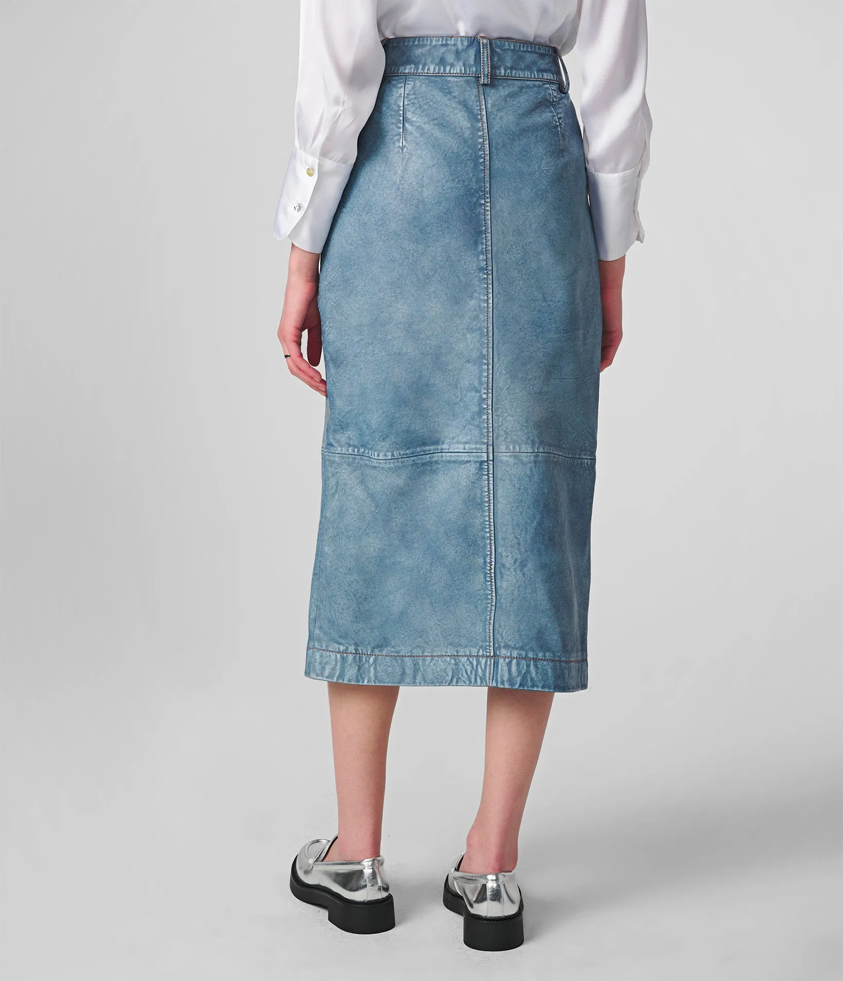 Long Denim Skirt With Slit