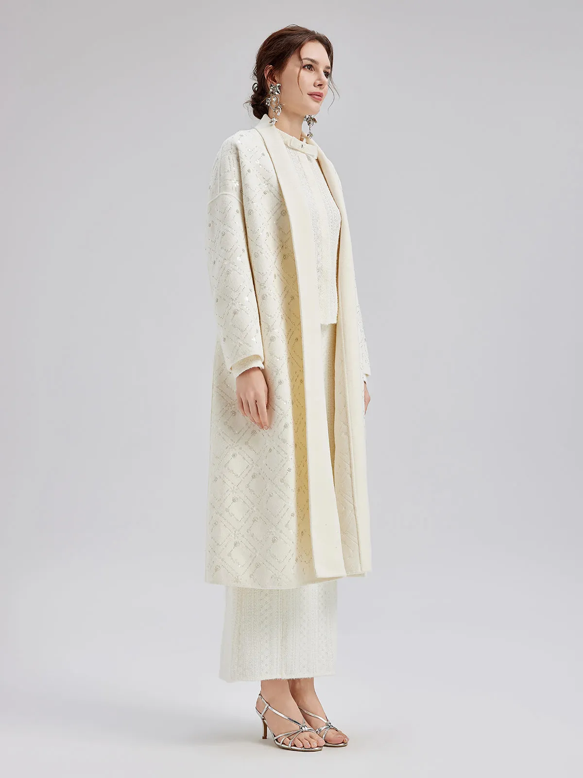 Luxe Beaded Embroidery Wool Coat