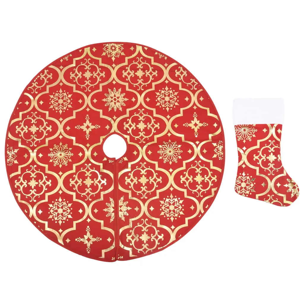 Luxury Christmas Tree Skirt with Sock Red 90 cm Fabric