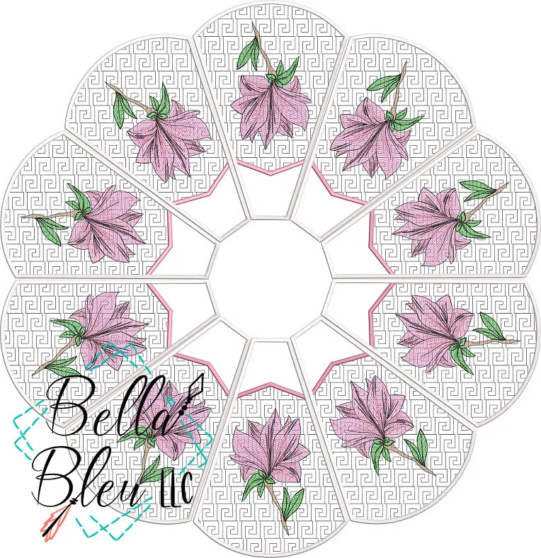 Magnolia Flower Christmas Tree Skirt In The Hoop 8x12