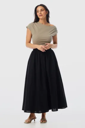 Maxi Linen Skirt - Black