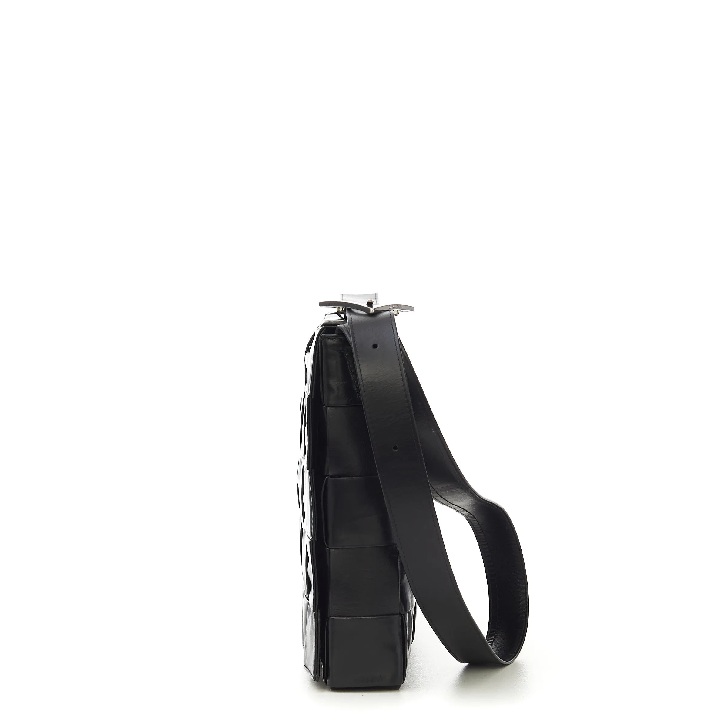 Men's Cross-Body Cassette Bag In Black Maxi Intreccio Leather