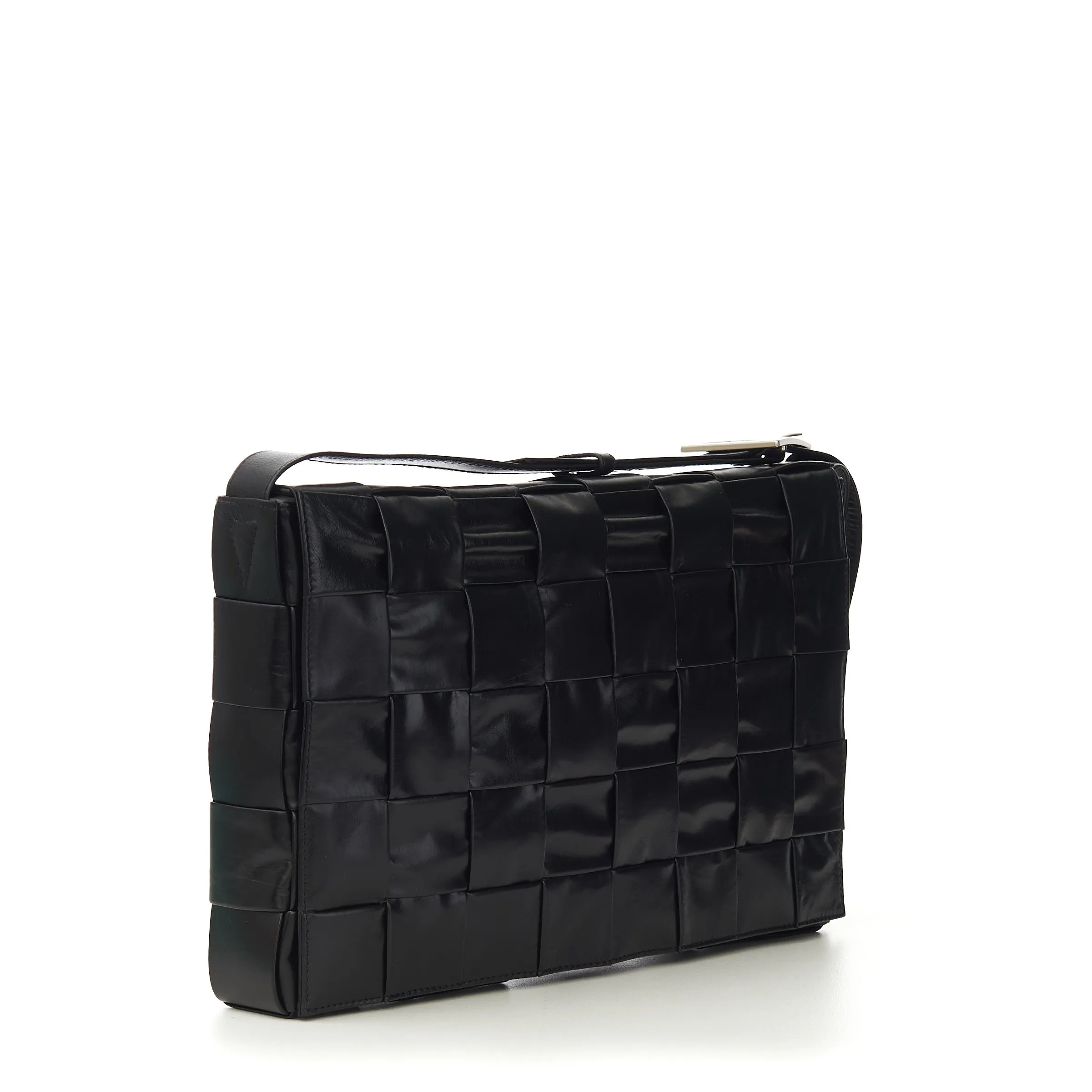 Men's Cross-Body Cassette Bag In Black Maxi Intreccio Leather