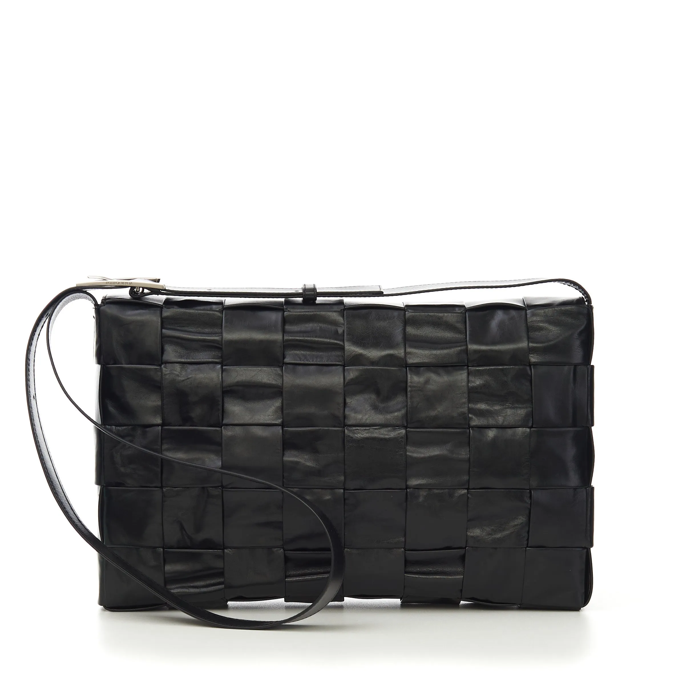 Men's Cross-Body Cassette Bag In Black Maxi Intreccio Leather