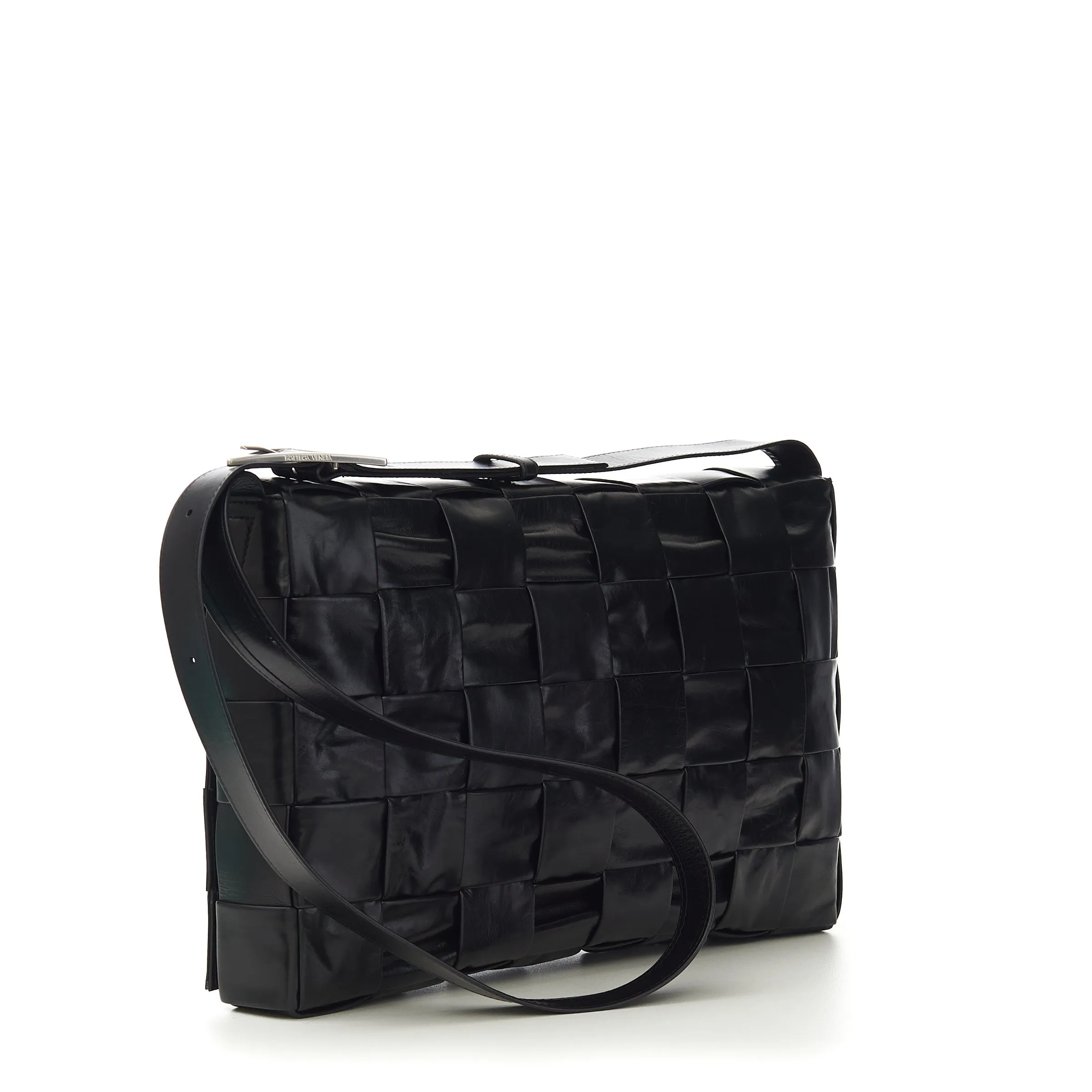 Men's Cross-Body Cassette Bag In Black Maxi Intreccio Leather