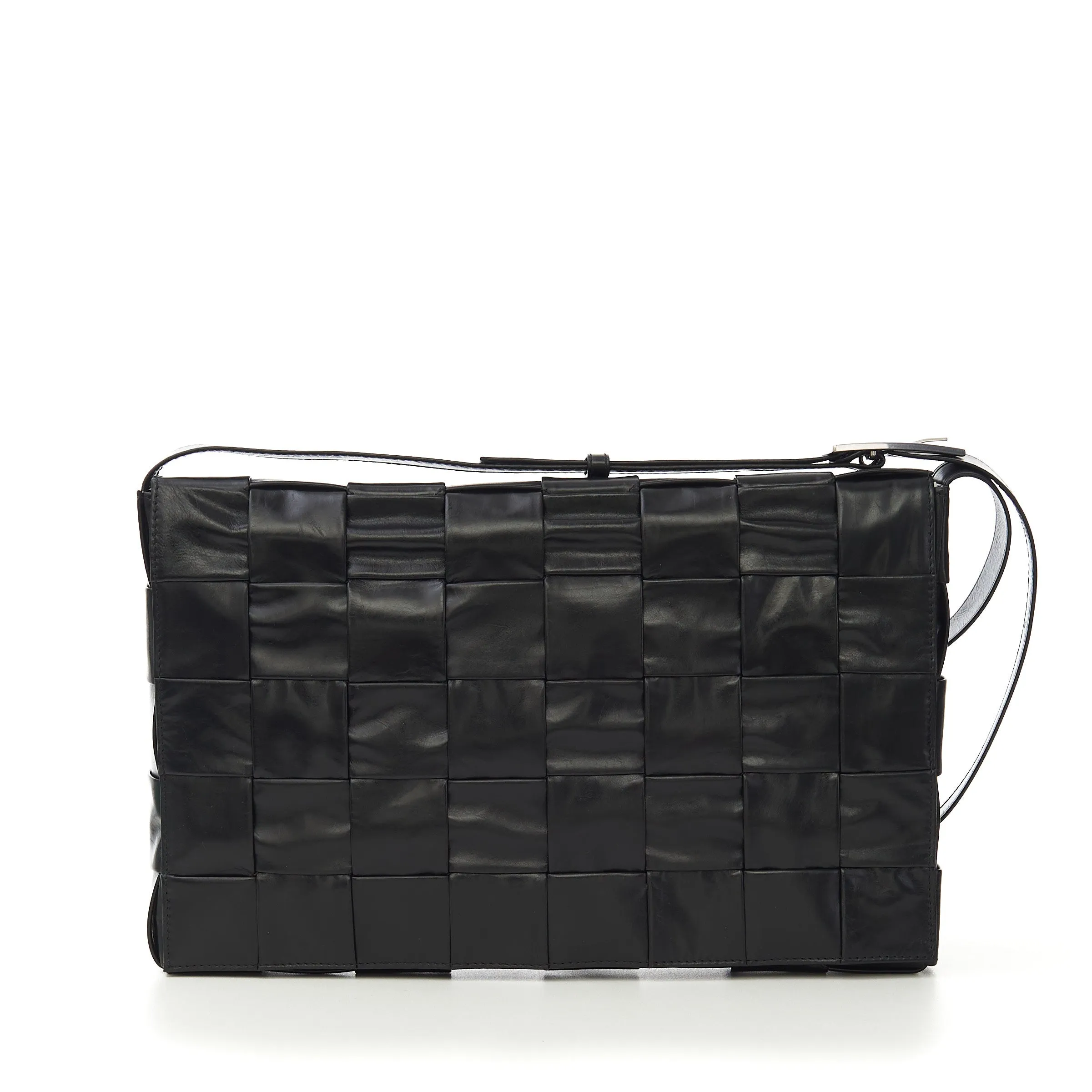 Men's Cross-Body Cassette Bag In Black Maxi Intreccio Leather