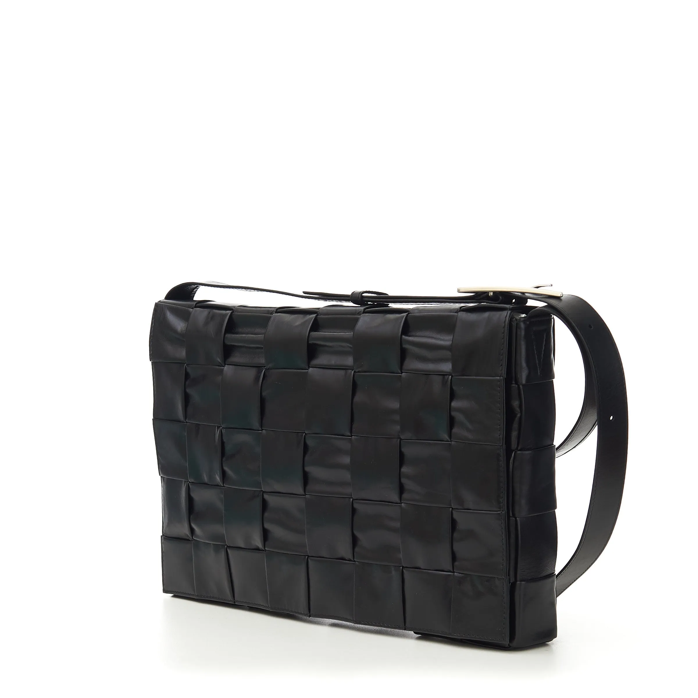 Men's Cross-Body Cassette Bag In Black Maxi Intreccio Leather