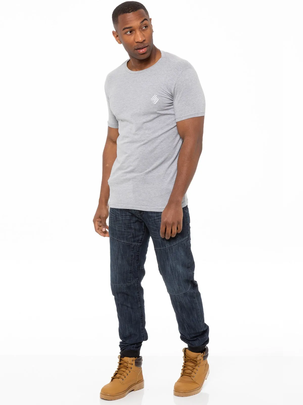 Mens Denim Cuffed Joggers Jeans | Enzo Designer Menswear