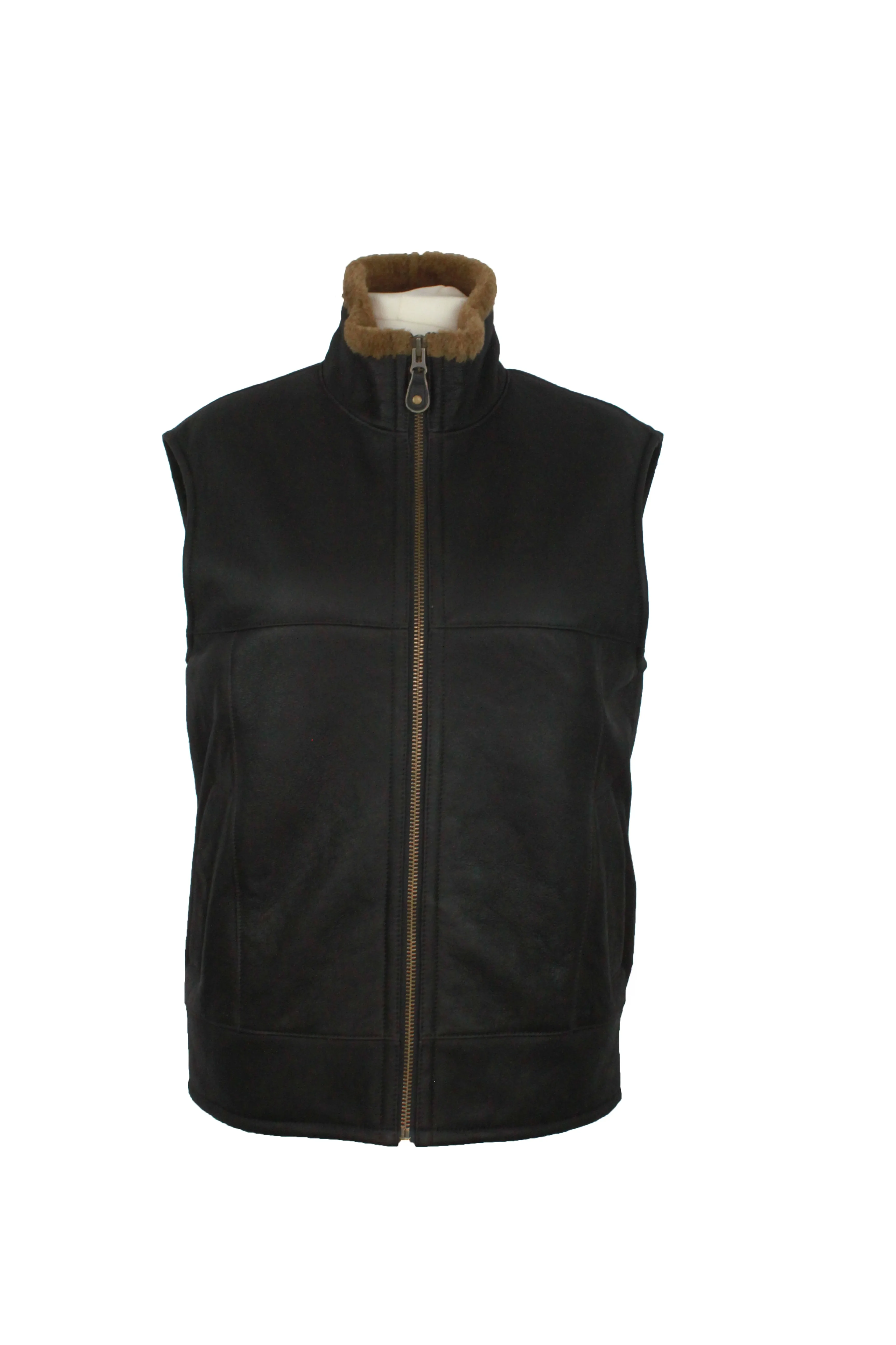 Men's Harvey Gilet Leather Sheepskin Coat - Caramel