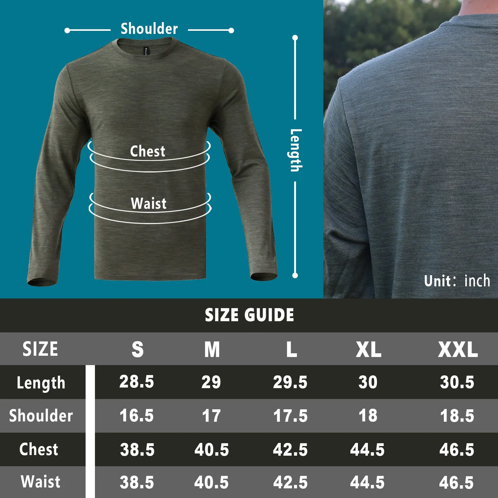 Men's Merino 160g Base Layer Top Light Olive