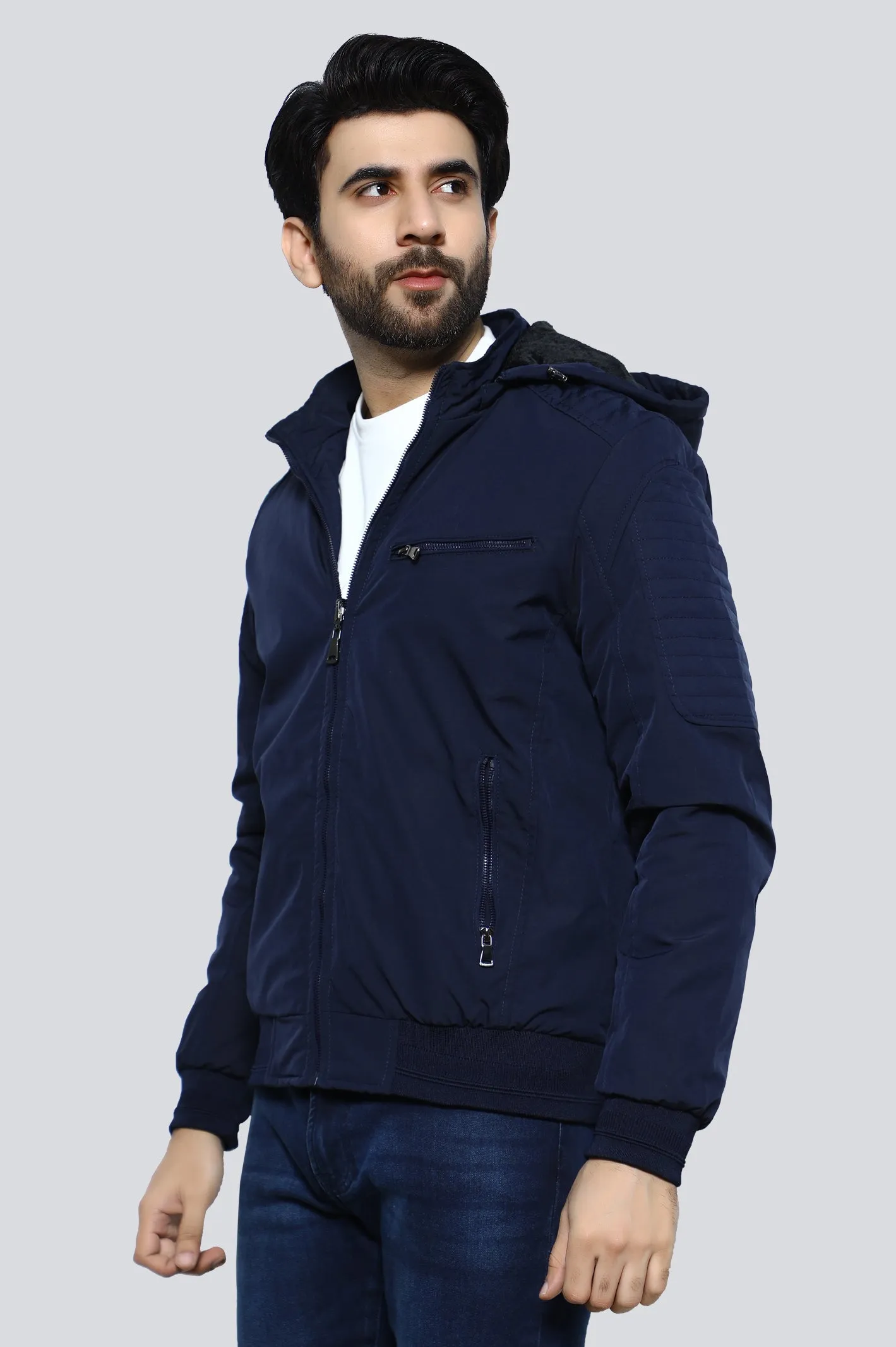 Men's Navy Blue Zip-Up Hoodie