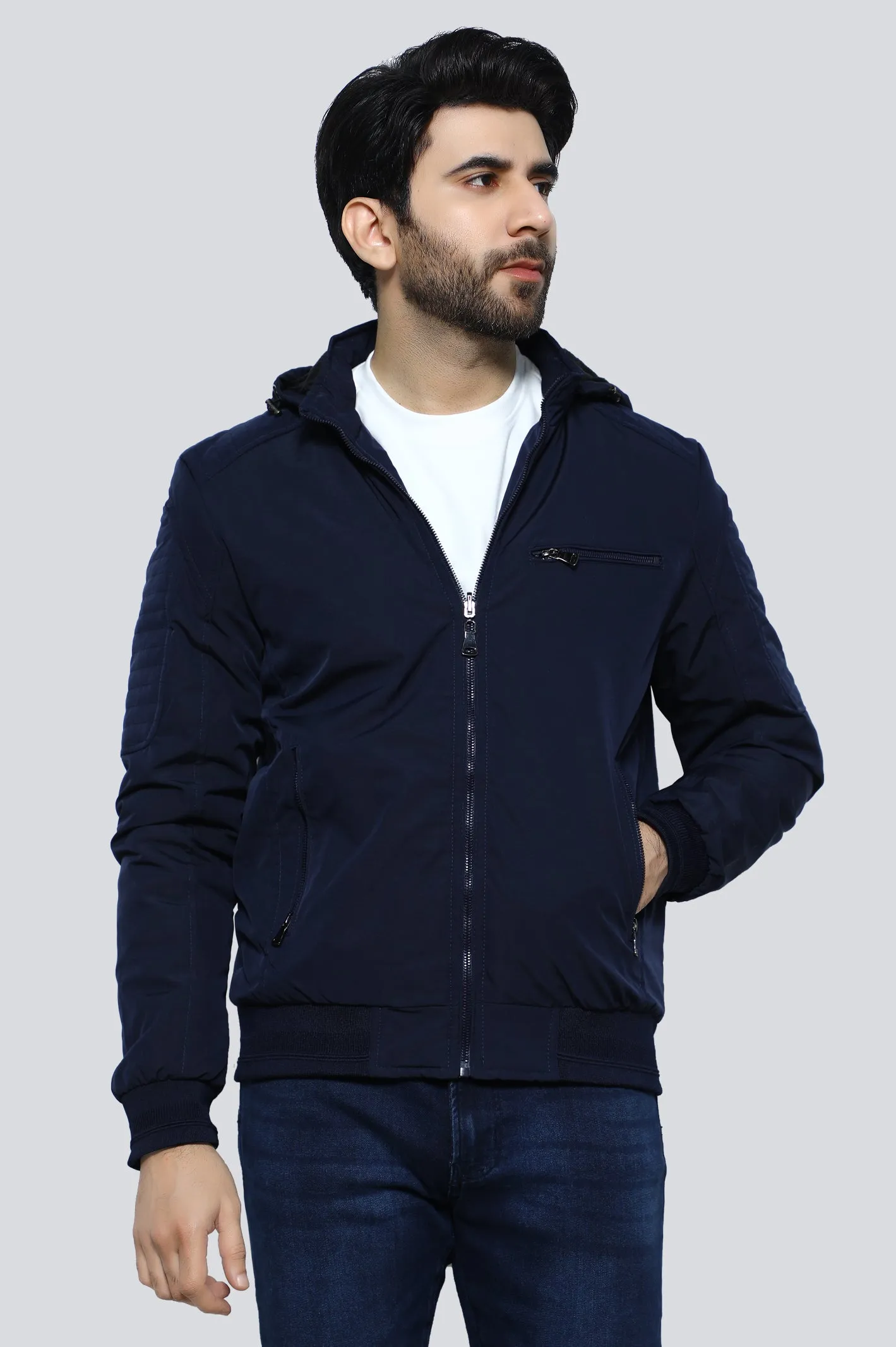 Men's Navy Blue Zip-Up Hoodie