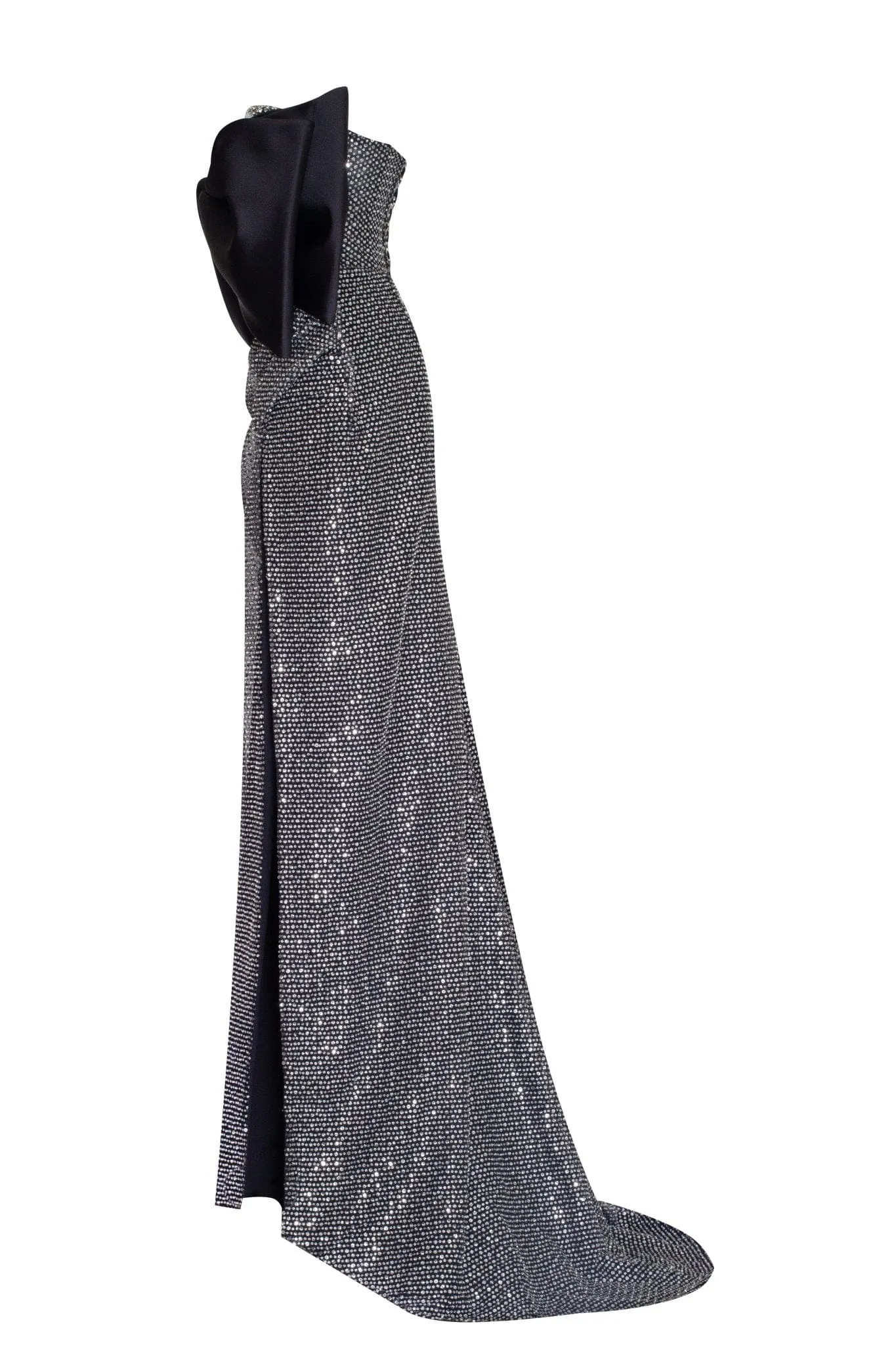 Mesmerizing big bow maxi gown covered in rhinestones