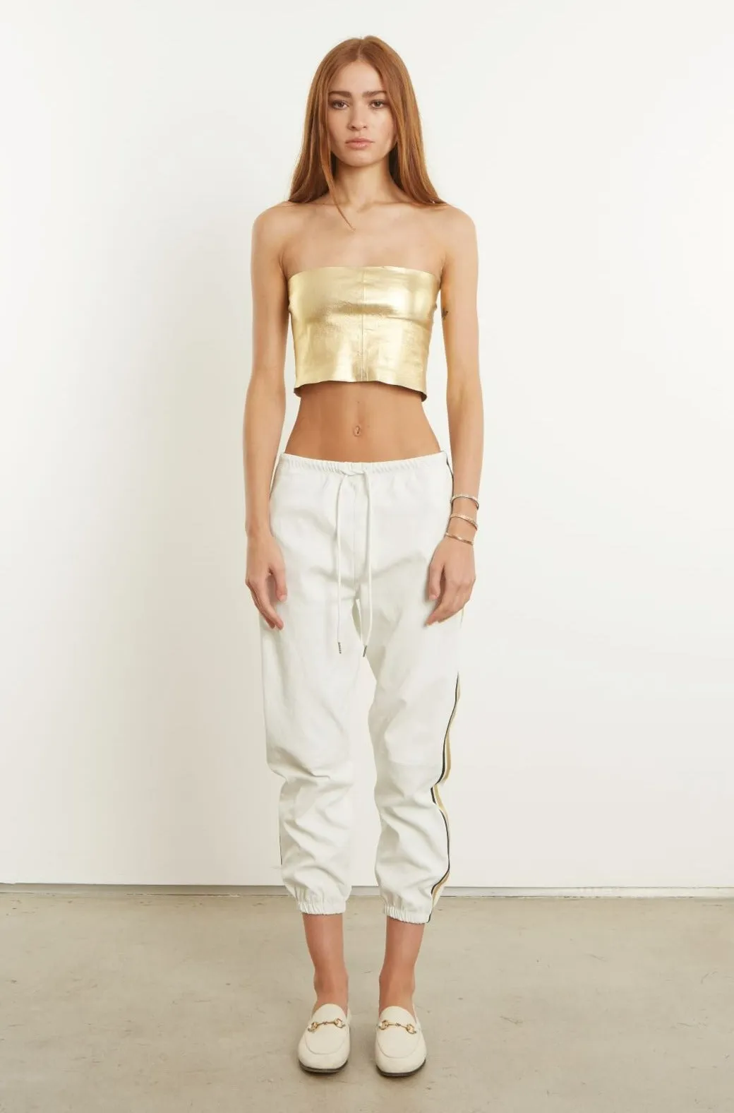 Metallic Gold Leather Micro Tube Top