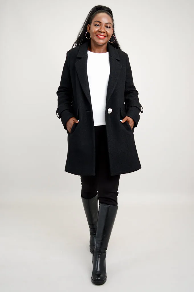 Milan Coat, Black, Wool