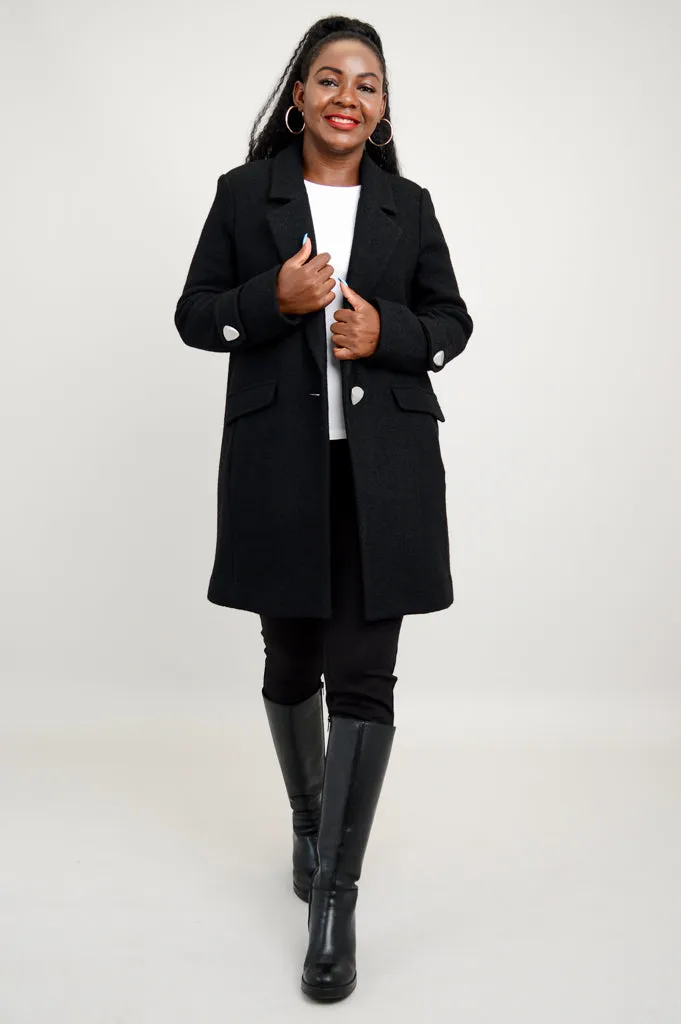 Milan Coat, Black, Wool