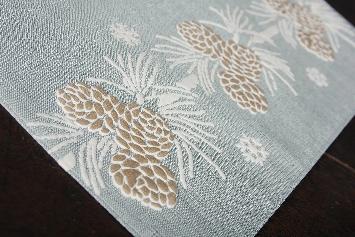 ML17117 Winter Pine Cone Placemats,13"x18", Set of 4