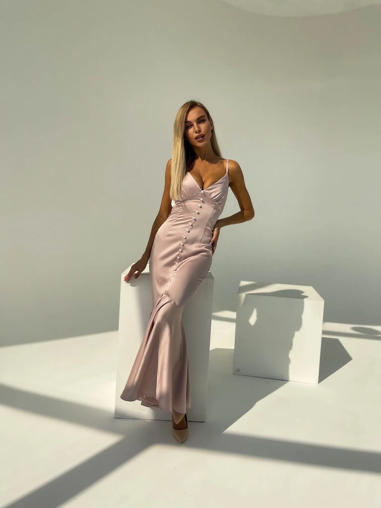 Mocco Satin V-neck Slip Dress