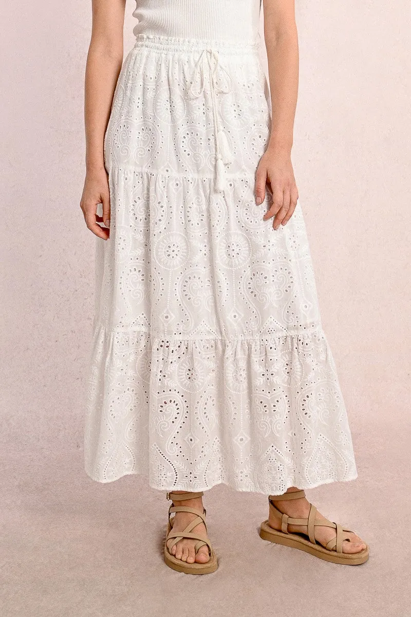 Molly Bracken White Boho Style Layered Skirt