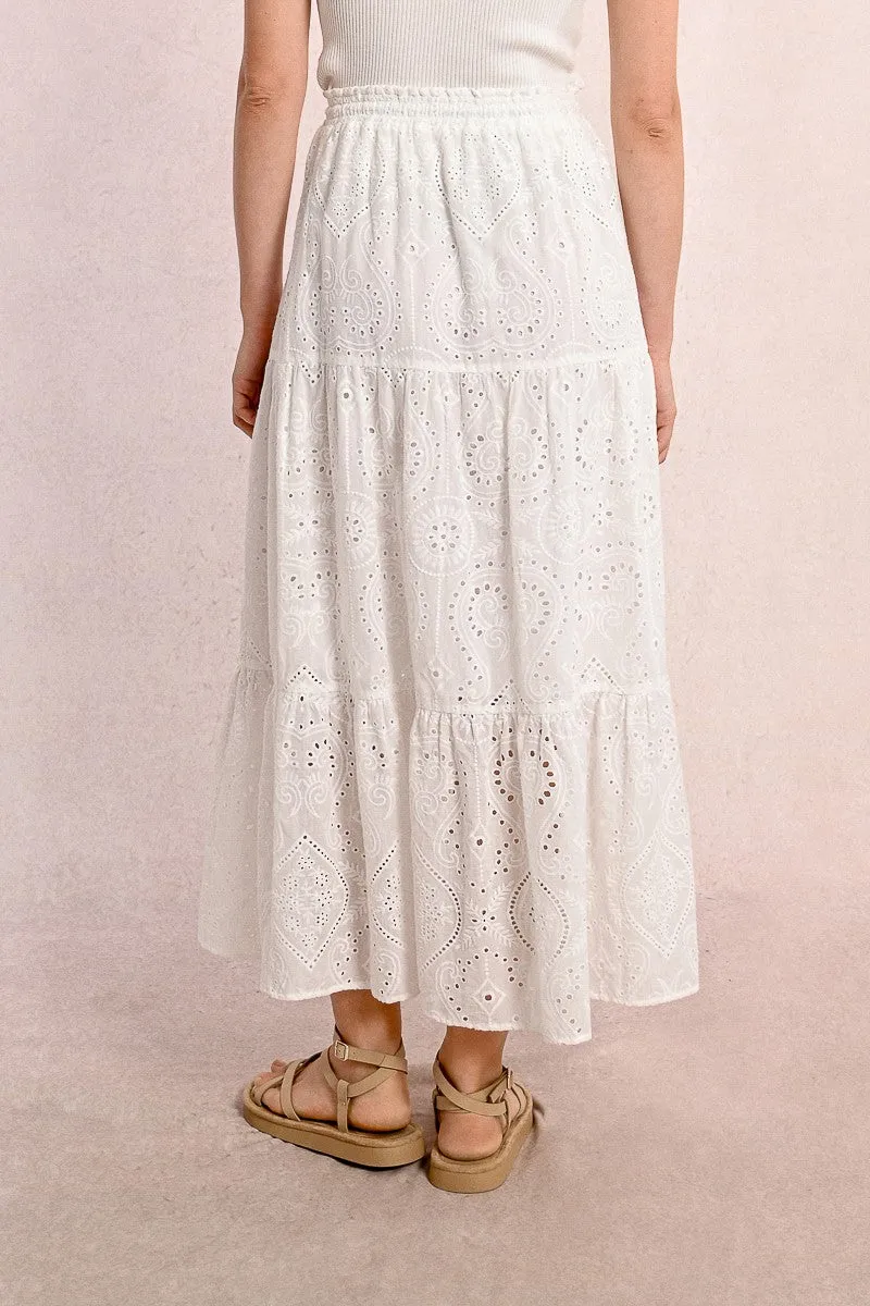 Molly Bracken White Boho Style Layered Skirt