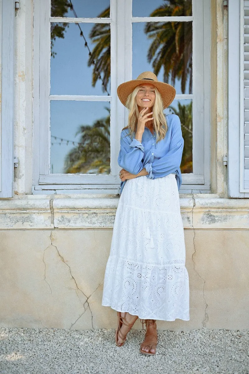 Molly Bracken White Boho Style Layered Skirt