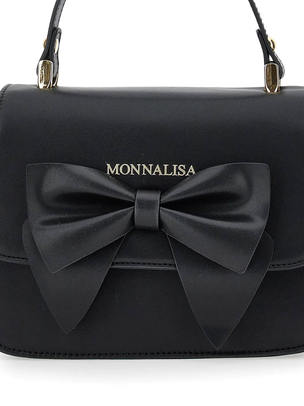 MONNALISA Black regenerated leather bag for girl-17B001